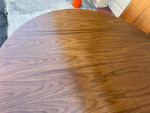 Mid Century Danish Teak Round Dining Table with 2 Leaves.by Karl Erik