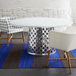 Crate & Barrel 48” Como Round Marble Top Aluminum Bottom Dining Table