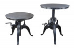 Arhaus Industrial Modern Round Metal Adjustable Weston Crank End / Side Table