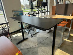 Electric Height Adjustable Table in Black Laminate by Uplift / 6' x 30