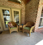 3 PC. Natural Wicker Diamond High Back Chat Set w/Round Table