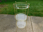 Mid Century  3 Tier glass End Table wire metal shelf Cocktail Bar