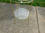 Mid Century  3 Tier glass End Table wire metal shelf Cocktail Bar