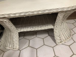 White Wicker Coffee Table with Lower Shelf