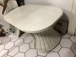 White Wicker Coffee Table with Lower Shelf