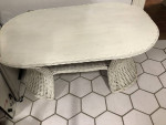 White Wicker Coffee Table with Lower Shelf