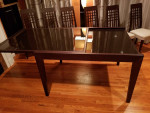 CALLIGARIS (ITALY), EXTENDABLE TABLE AND SIX DOUBLE COVER CHAIRS