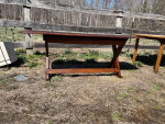 18th Century. X Base Oak Dining Trestle Table.