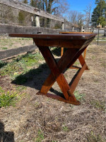 18th Century. X Base Oak Dining Trestle Table.
