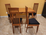DINING ROOM SET (ITALY)- EXTENDABLE TABLE AND 4 HIGH BACK CHAIRS