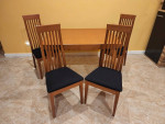 DINING ROOM SET (ITALY)- EXTENDABLE TABLE AND 4 HIGH BACK CHAIRS
