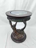 1980s Palm Tree and Monkey Guilded Carved Side Table