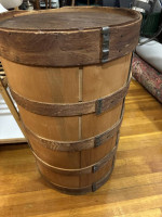 Decorative Wood Barrell- Used as Corner Side Table or Plant Pedestal