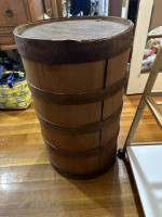 Decorative Wood Barrell- Used as Corner Side Table or Plant Pedestal