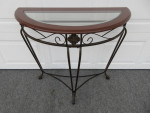 1/2 Round Wood and Glass Top Hallway / Accent Table