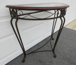1/2 Round Wood and Glass Top Hallway / Accent Table