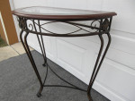 1/2 Round Wood and Glass Top Hallway / Accent Table