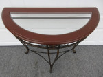 1/2 Round Wood and Glass Top Hallway / Accent Table
