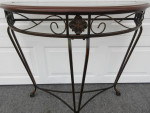 1/2 Round Wood and Glass Top Hallway / Accent Table