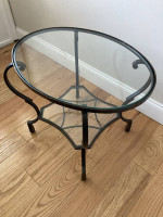 Table Side /Coffee Metal 2 Tier Glass 25" wide