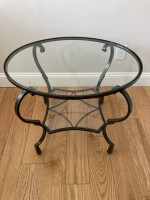 Table Side /Coffee Metal 2 Tier Glass 25" wide