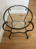 Table Side /Coffee Metal 2 Tier Glass 25" wide