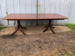 Baker Mahogany Inlaid Extension Dining Table with 2 leaves. Antique.