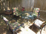 5PC. PATIO SET TABLE & 4 CHAIRS W\ NEW CUSHIONS