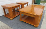 3 Piece Oak Living Room Set, Lift Top Coffee Table with Storage, 2 End