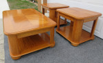 3 Piece Oak Living Room Set, Lift Top Coffee Table with Storage, 2 End