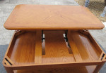 3 Piece Oak Living Room Set, Lift Top Coffee Table with Storage, 2 End