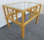 Rattan End Table with Glass Top
