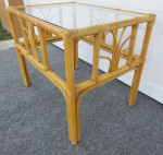 Rattan End Table with Glass Top