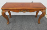 Large Solid Wood Sofa Table with Gold Shell Accents
