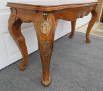 Large Solid Wood Sofa Table with Gold Shell Accents