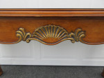 Large Solid Wood Sofa Table with Gold Shell Accents