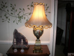 Fabulous antique French 29" tall table lamp, porcelain urn shaped body
