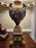 Fabulous antique French 29" tall table lamp, porcelain urn shaped body