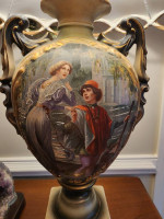 Fabulous antique French 29" tall table lamp, porcelain urn shaped body