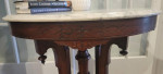 Antique Eastlake Victorian Walnut Oval Marble Top Parlor / End / Lamp Table