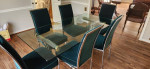 Glass dining table and 6 chairs (free delivery)