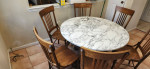 Marble table top and 6 chairs (free delivery)