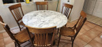 Marble table top and 6 chairs (free delivery)