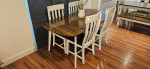 Farmhouse Real Solid Wood Dining Table, Leaf with 4  Sturdy Chairs.