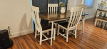 Farmhouse Real Solid Wood Dining Table, Leaf with 4  Sturdy Chairs.