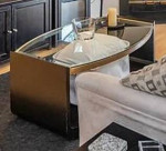 Rolling Glass Top Coffee Table