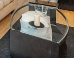 Rolling Glass Top Coffee Table