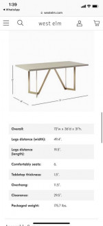 West Elm concrete dinning table