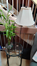 Glass table with table lamp side table furniture