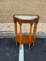Louis XV Style Fruitwood and Onyx Top Side Table. Height 31” width 20”